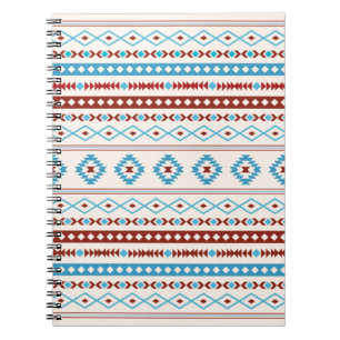 Aztec Blues Red Cream Mixed Motifs Muster Notizblock