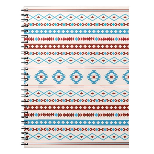 Aztec Blues Red Cream Mixed Motifs Muster Notizblock (Vorderseite)