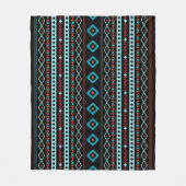 Aztec Blues Reds Black Mixed Motifs (H-Muster) Fleecedecke (Vorderseite)