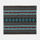 Aztec Blues Reds Black Mixed Motifs (H-Muster) Fleecedecke (Vorderseite (Horizontal))