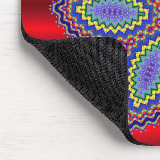 Aztec-Blume mit lebendigem rotem Hintergrund Mousepad (Ecke)