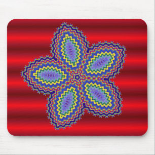 Aztec-Blume mit lebendigem rotem Hintergrund Mousepad