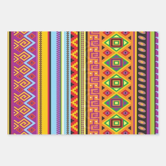 Aztec Boho Geometrie Geschenkpapier Set (Vorderseite)