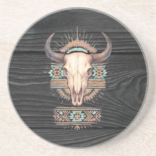 Aztec Boho Skull Getränkeuntersetzer (Vorne)