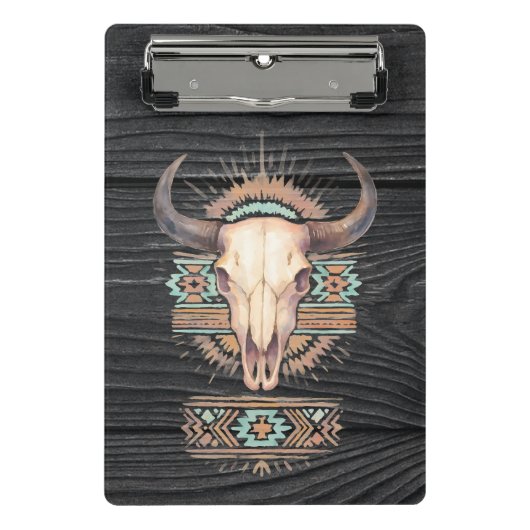 Aztec Boho Skull Mini Klemmbrett (Vorderseite)