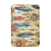 Aztec Boho Tribal Blue Feathers Badematte (Vorderseite Vertikal)