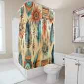 Aztec Boho Tribal Blue Feathers Duschvorhang (Beispiel)