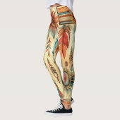 Aztec Boho Tribal Blue Feathers Leggings (Links)