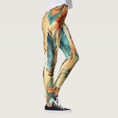 Aztec Boho Tribal Blue Feathers Leggings (Rechts)