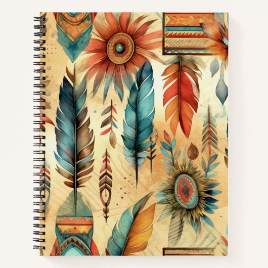 Aztec Boho Tribal Blue Feathers Notizblock (Vorderseite)