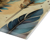 Aztec Boho Tribal Blue Feathers Schneidebrett (Ecke)