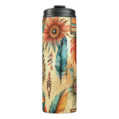Aztec Boho Tribal Blue Feathers Thermosbecher (Vorderseite)