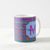 Aztec Bright Tribal Monogram Office Zuhause oder G Kaffeetasse (VorderseiteRechts)