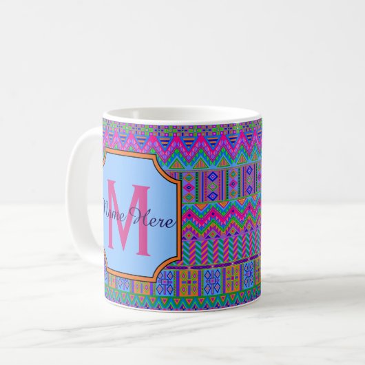 Aztec Bright Tribal Monogram Office Zuhause oder G Kaffeetasse (Vorderseite Links)
