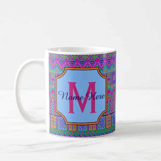 Aztec Bright Tribal Monogram Office Zuhause oder G Kaffeetasse (Links)