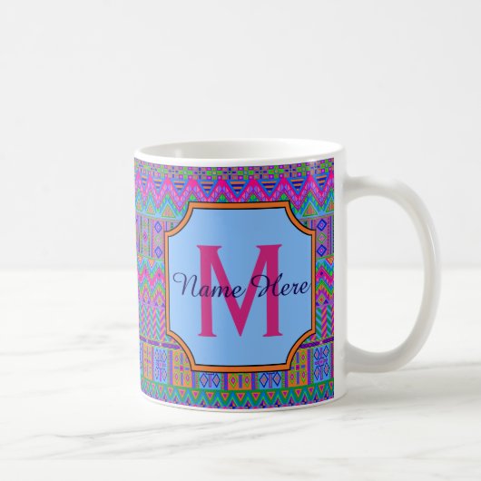 Aztec Bright Tribal Monogram Office Zuhause oder G Kaffeetasse (Rechts)