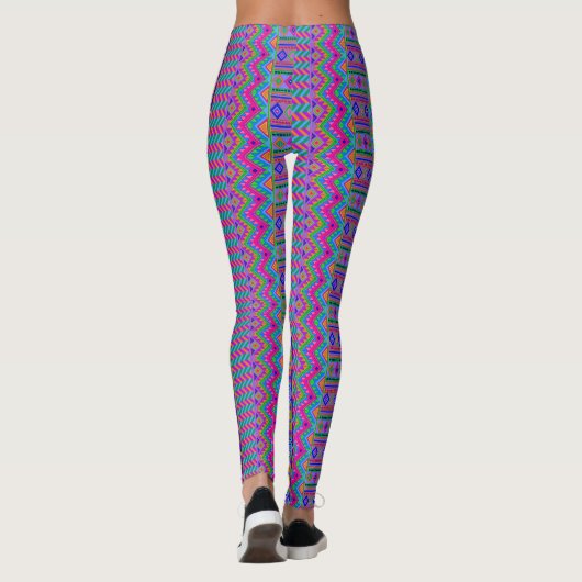 Aztec Bright Tribal Monogram Optional Girly Chic Leggings (Rückseite)
