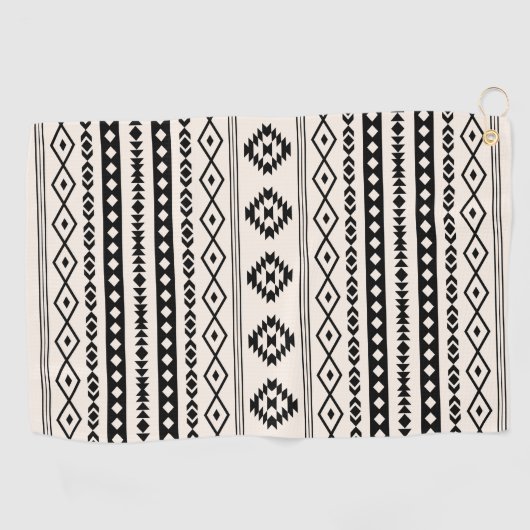 Aztec Brown auf Cream Mixed Motifs-Muster Golfhandtuch (Horizontal)