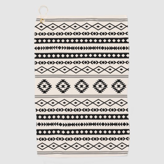 Aztec Brown auf Cream Mixed Motifs-Muster Golfhandtuch (Vorderseite)