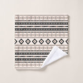 Aztec Brown Black Cream Mixed Motifs Muster Badhandtuch Set (Waschlappen)