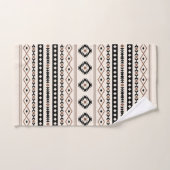 Aztec Brown Black Cream Mixed Motifs Muster Badhandtuch Set (Handtuch)