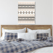 Aztec Brown Black Cream Mixed Motifs Muster Canva Leinwanddruck (Insitu (Schlafzimmer))