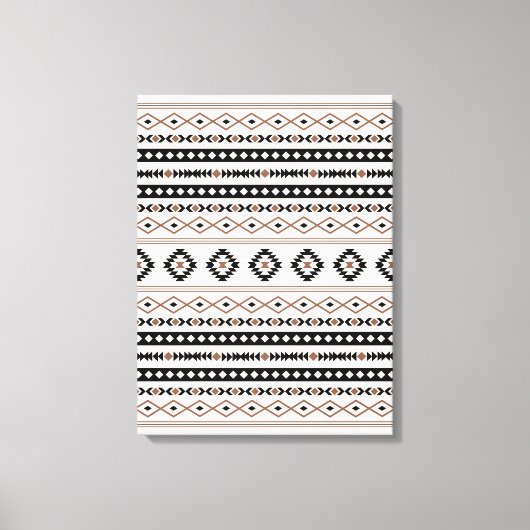 Aztec Brown Black Cream Mixed Motifs Muster Canva Leinwanddruck (Vorderseite)