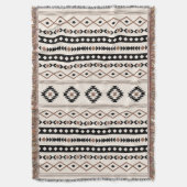 Aztec Brown Black Cream Mixed Motifs Muster Decke (Vorderseite Vertikal)