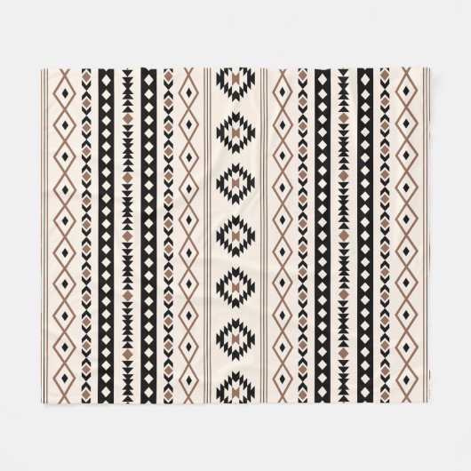 Aztec Brown Black Cream Mixed Motifs Muster Fleecedecke (Vorderseite (Horizontal))