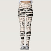 Aztec Brown Black Cream Mixed Motifs Muster Leggings (Vorderseite)