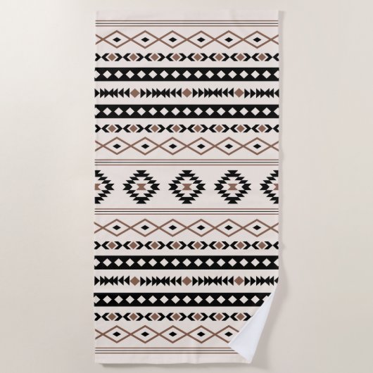 Aztec Brown Black Cream Mixed Motifs Muster Strandtuch (Vorderseite)