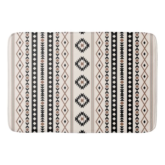 Aztec Brown Black Cream Mixed Motifs Pattern Beach Badematte (Vorderseite)