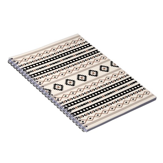 Aztec Brown Black Cream Mixed Motifs Pattern Beach Notizblock (Rechte Seite)