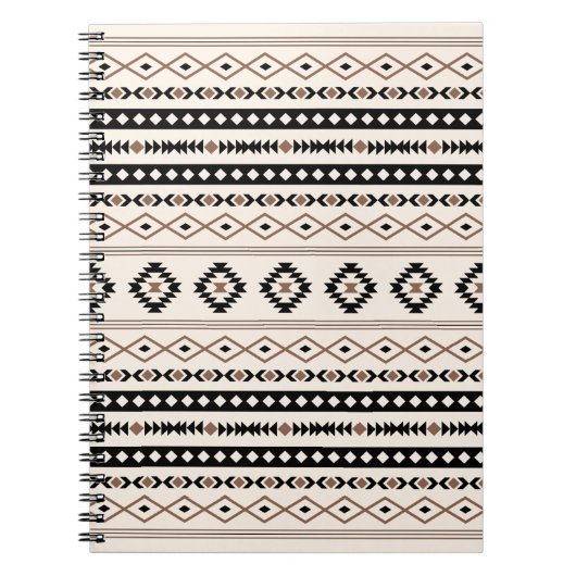 Aztec Brown Black Cream Mixed Motifs Pattern Beach Notizblock (Vorderseite)