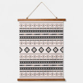 Aztec Brown Black Cream Mixed Motifs Pattern Beach Wandteppich Mit Holzrahmen (Vorderseite)
