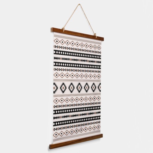 Aztec Brown Black Cream Mixed Motifs Pattern Beach Wandteppich Mit Holzrahmen (Gewinkelt)