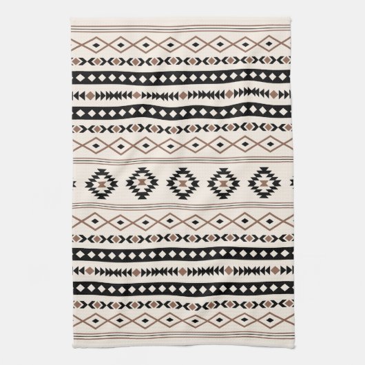 Aztec Brown Black Cream Mixed Motifs V Muster Geschirrtuch (Vertikal)
