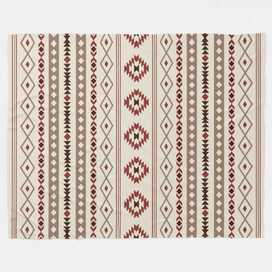Aztec Browns Rust Cream Mixed Motifs-Muster Fleecedecke (Vorderseite (Horizontal))