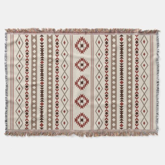 Aztec Browns Rust Cream Mixed Motifs V Muster Decke (Vorderseite)
