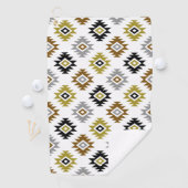 Aztec BW Bronze Grau Gold Symbol auf weißem Muster Golfhandtuch (Insitu)