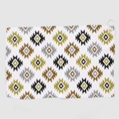 Aztec BW Bronze Grau Gold Symbol auf weißem Muster Golfhandtuch (Horizontal)