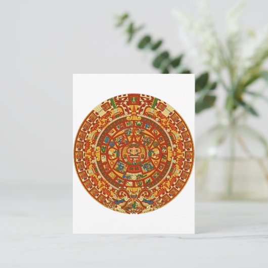 Aztec Calendar Stone oder Sun Stone von Mexiko. Postkarte (Stehend Vorderseite)