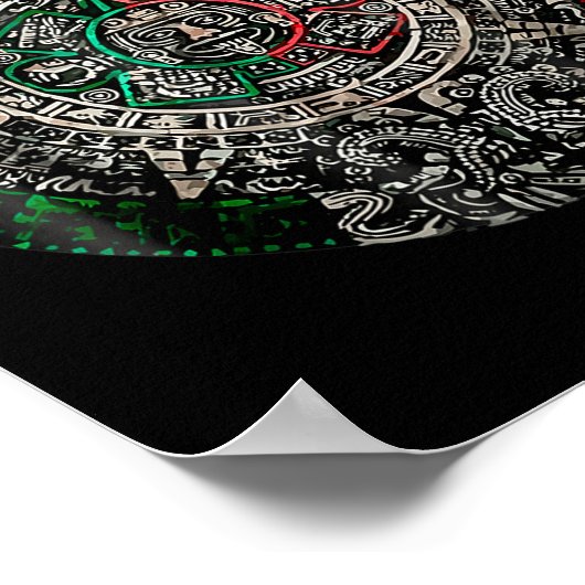 Aztec Calendar Sun Stone Mexican Art Carving Maya Poster (Ecke)