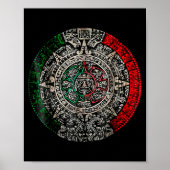 Aztec Calendar Sun Stone Mexican Art Carving Maya Poster (Vorne)