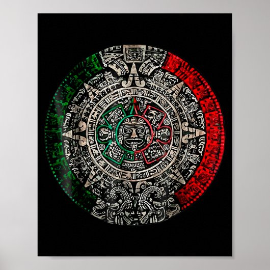 Aztec Calendar Sun Stone Mexican Art Carving Maya  Poster (Vorne)