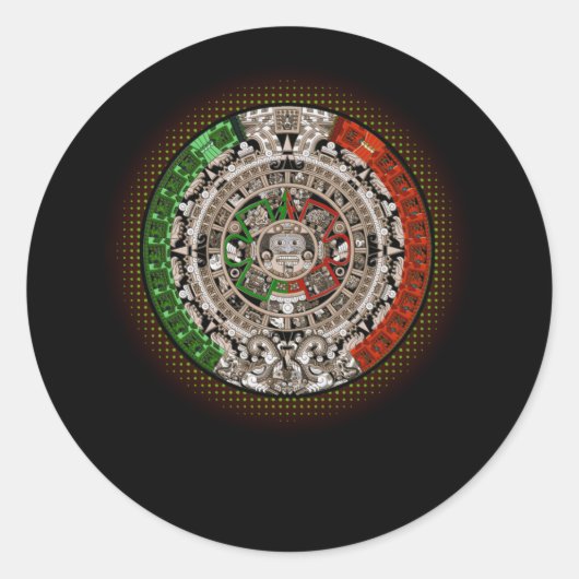 Aztec Calendar Sun Stone Mexican Art Carving Runder Aufkleber (Vorderseite)
