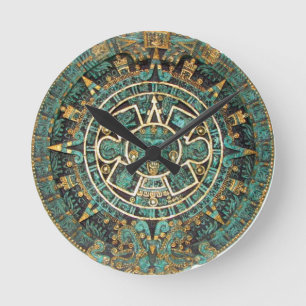 Aztec Calendar Wall Clock Runde Wanduhr