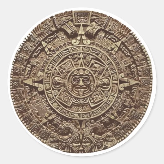 Aztec Calender Runder Aufkleber (Vorderseite)