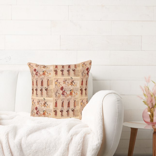 Aztec Codex Mendoza natives ErbeThrow-Pillow Kissen (Liege)