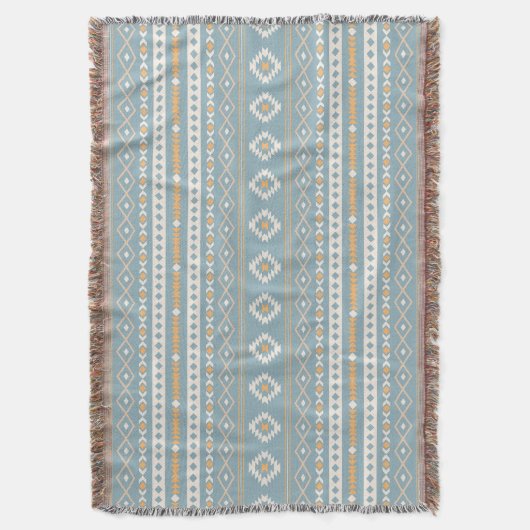 Aztec Cream Orange Blue Mixed Motif H Muster Decke (Vorderseite Vertikal)